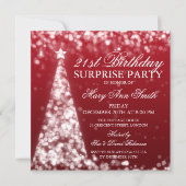 Silver Red Surprise 21st Birthday Christmas Invitation (Front)