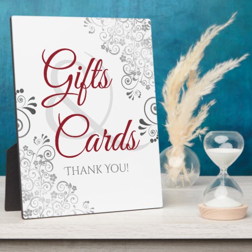Silver Red  White Elegant Wedding Gifts  Cards Plaque