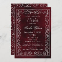 Silver Red Winter Foliage Holiday Bridal Shower  Invitation