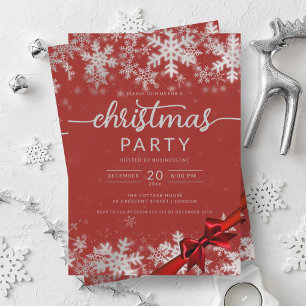 Silver Red Winter Wonder Company Christmas Invitation