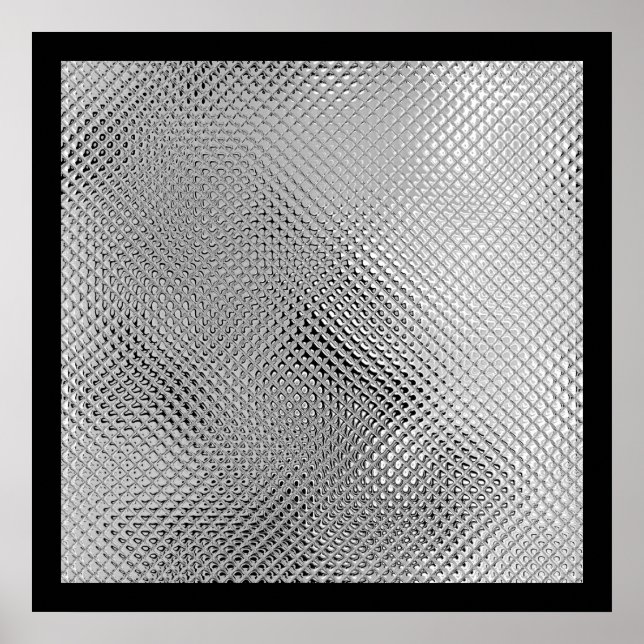 Silver Reflective Metal Abstract Black Poster (Front)