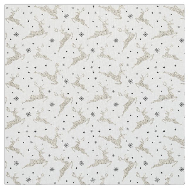 Silver Reindeers Fabric (Swatch)