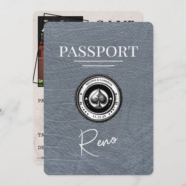 Silver Reno Passport Save The Date (Front/Back)