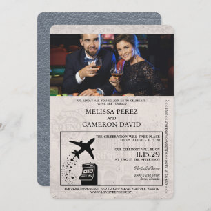 Silver Reno Passport Wedding Invitation