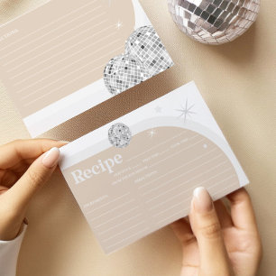 Silver Retro Disco Bridal Shower RECIPE CARD