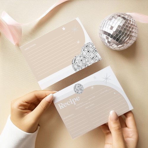 Silver Retro Disco Bridal Shower RECIPE CARD