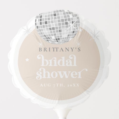 Silver Retro Disco Groovy Bridal Shower  Balloon