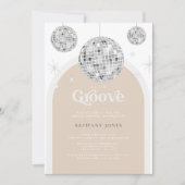 Silver Retro Disco Groovy Bridal Shower Invitation (Front)