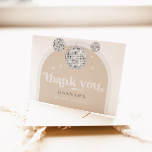 Silver Retro Disco Groovy Bridal Shower Letterpress Thank You Card