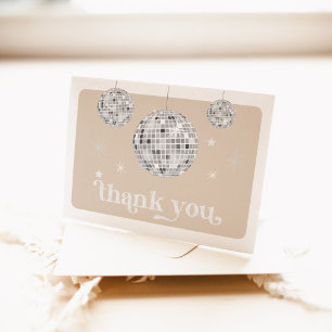 Silver Retro Disco Groovy Bridal Shower Letterpress Thank You Card
