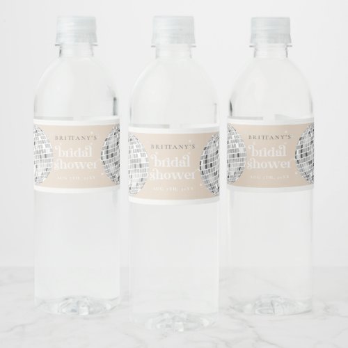 Silver Retro Disco Groovy Bridal Shower  Water Bottle Label