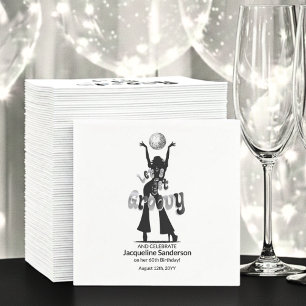 Silver Retro Let's Get Groovy 60th Birthday Napkins