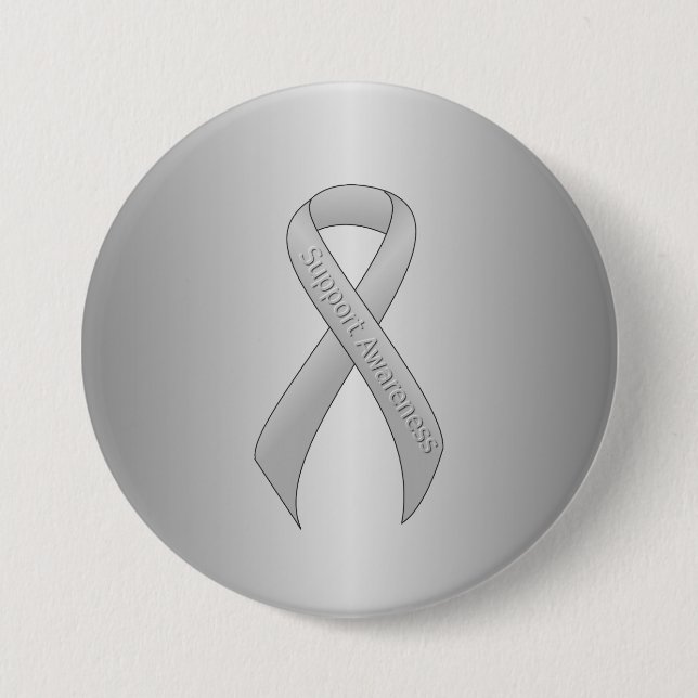Silver Ribbon Support Awareness Button (Front)