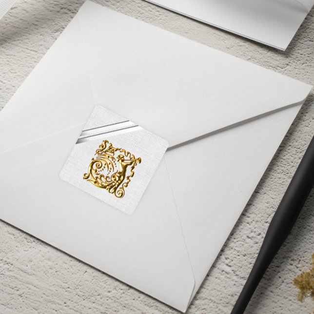 Silver Ribbons and Gold Wedding Square Sticker (Creator Uploaded)