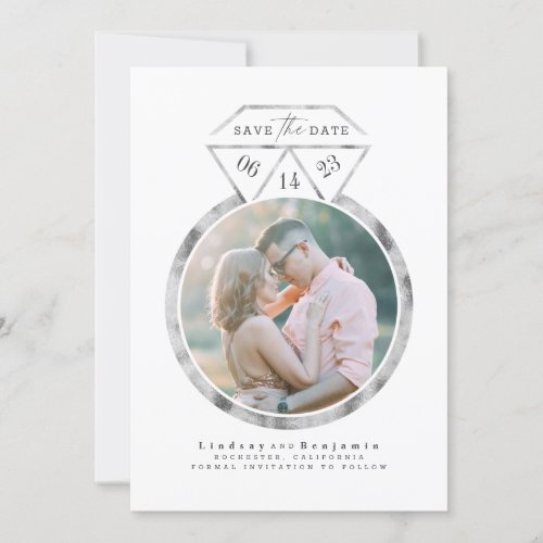 Silver Ring Modern and Elegant Save the Date Photo