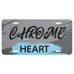 Silver RoadTrip Luxury Chrome Heart  License Plate