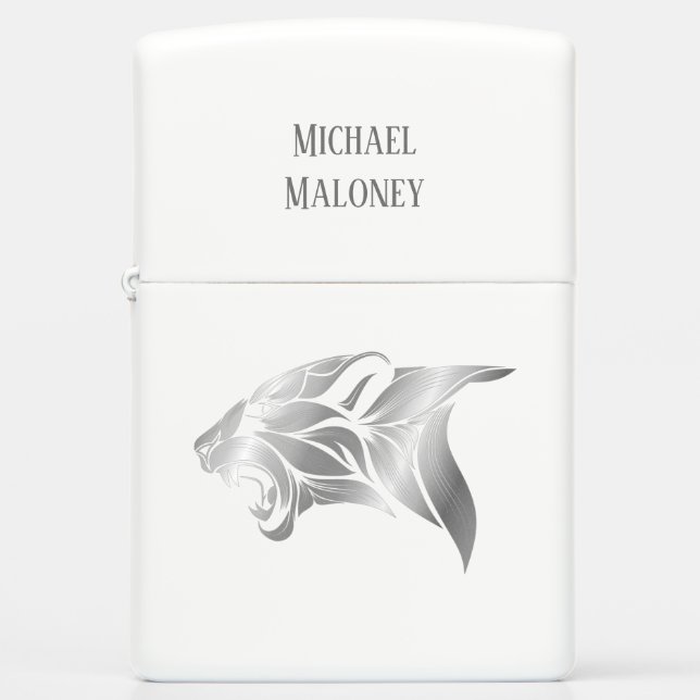 Silver Roaring Tiger Zippo Lighter (Front)
