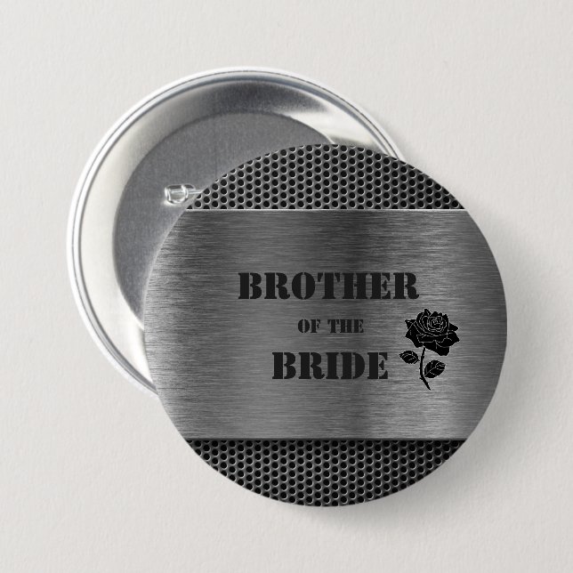 Silver Robo Metal/Brother of the Bride  Pinback Button (Front & Back)