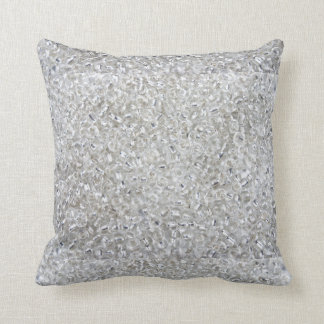 Silver Rocaille Seed Beads Throw Pillow