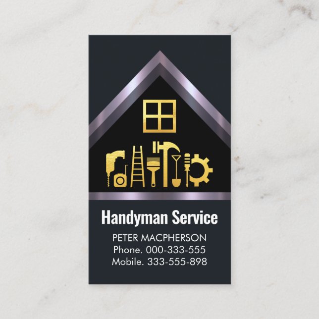 Silver Roof Building Construction Business Card (Front)
