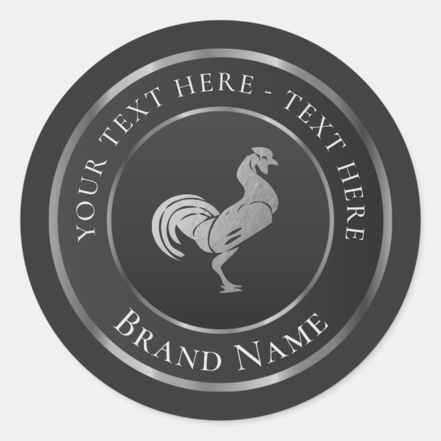 Silver Rooster Logo Classic Round Sticker (Front)