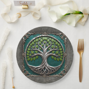 Silver Roots of Eternity – Tree of Life.   Paper Plates