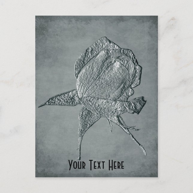 Silver Rose Floral Customizable Postcard (Front)