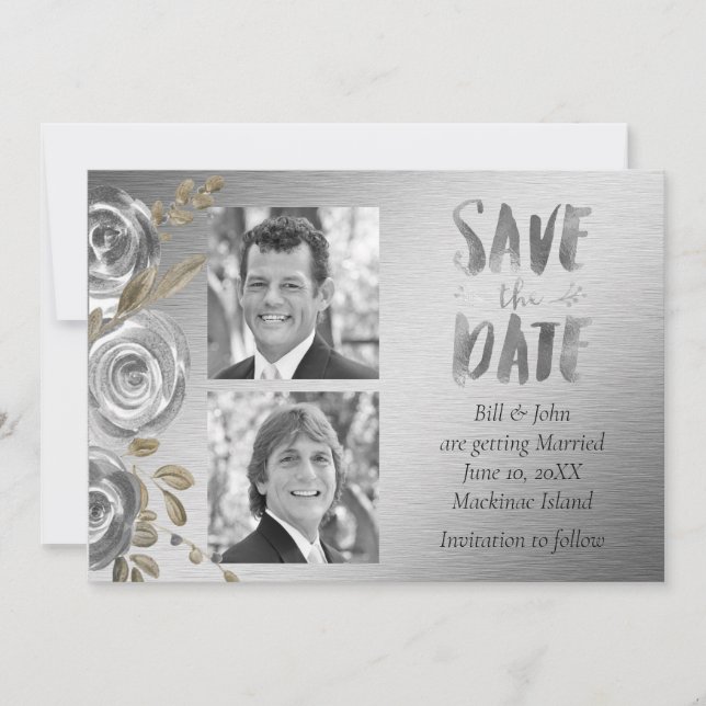 Silver Rose Gay Save the Date (Front)