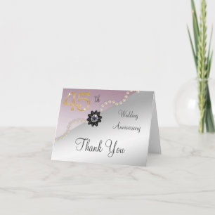 Silver Rose Gold 45th Anniversary Thank You Card