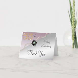 Silver Rose Gold 55th Anniversary Thank You Card