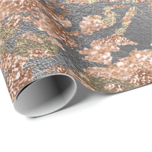 Silver Rose Gold Abstract Molten Champaign Gold Wrapping Paper