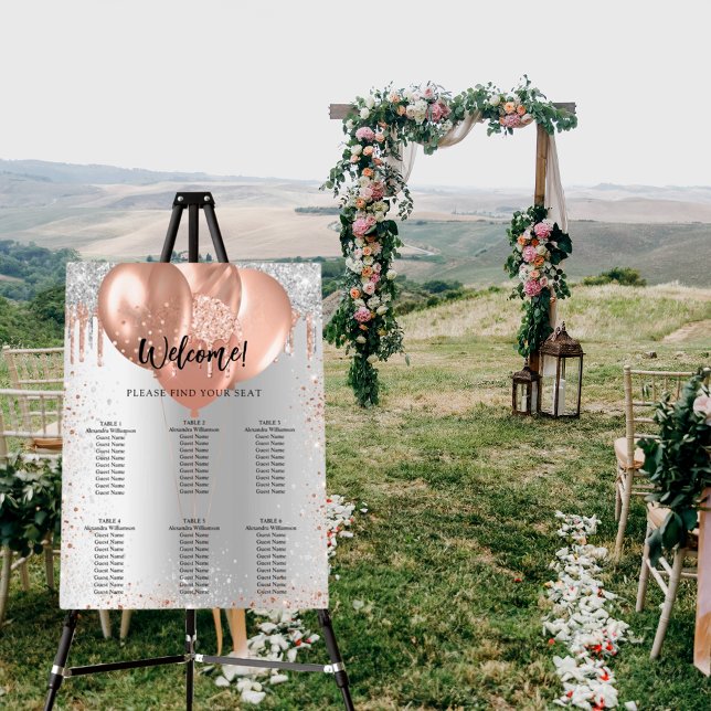Silver rose gold balloons seating chart foam board (Creator Uploaded)
