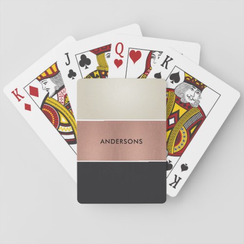 SILVER ROSE GOLD BLUSH PINK COPPER BLACK STRIPS PLAYING CARDS