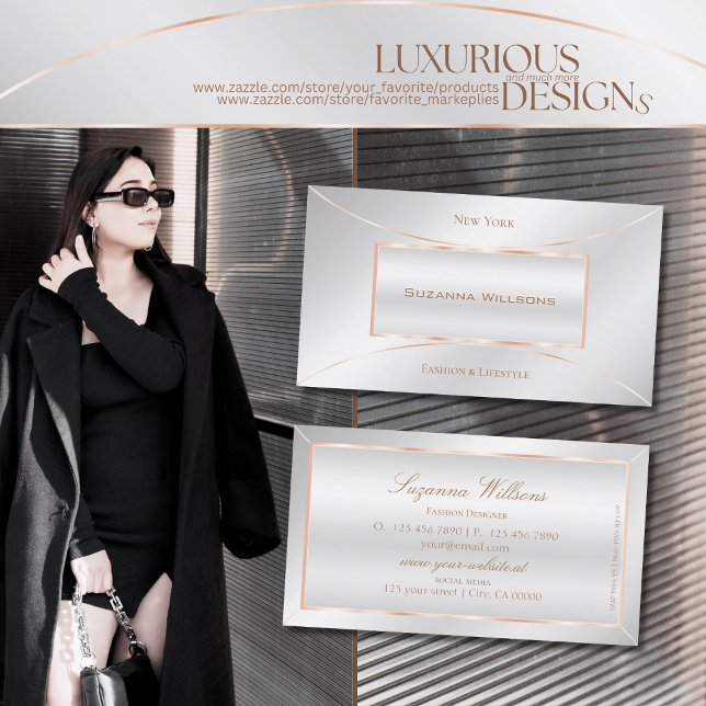 Silver Rose Gold Decor Professional and Luxurious Business Card (Creator Uploaded)