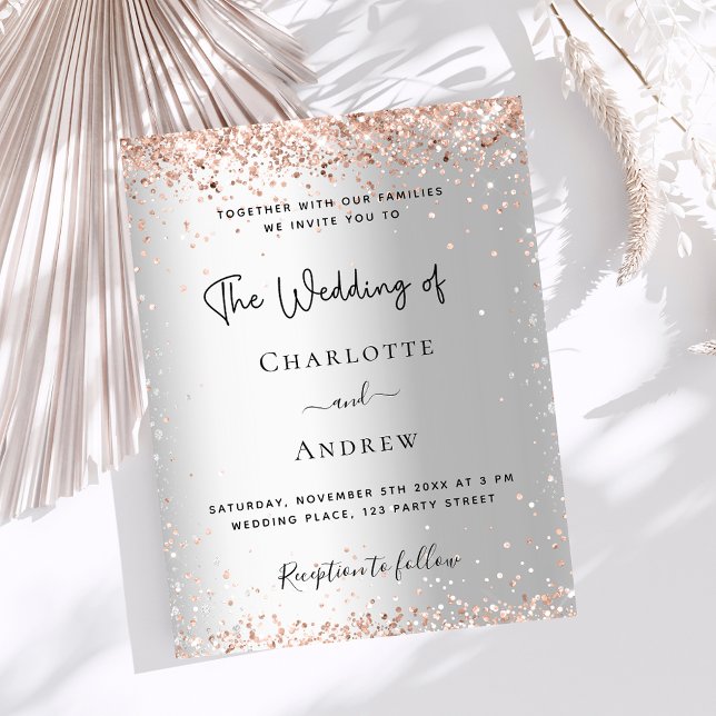 Silver rose gold elegant wedding invitation (Creator Uploaded)