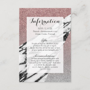 Silver Rose Gold Glitter and Marble Geometric Enclosure Card