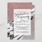 Silver Rose Gold Glitter and Marble Geometric Invitation (Front/Back)