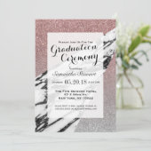 Silver Rose Gold Glitter and Marble Geometric Invitation (Standing Front)