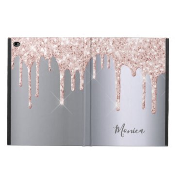 Silver rose gold glitter drips metallic girly name powis iPad air 2 case