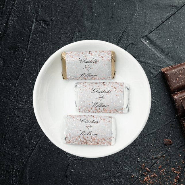 Silver rose gold names bride groom hershey's miniatures (Creator Uploaded)