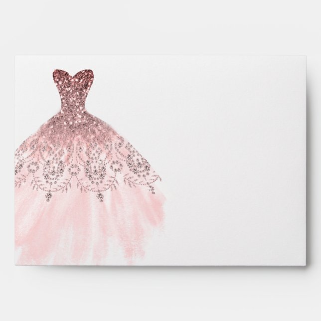 Silver Rose Gold Sparkle Diamond Dress Envelope (Front)