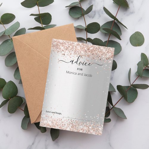 Silver rose gold wedding advice card