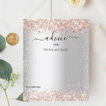 Silver rose gold wedding advice card<br><div class="desc">A faux silver looking background. Decorated with rose gold confetti.  Personalize and add your names.

1 sheet = 1 advice card printed edge to edge.</div>