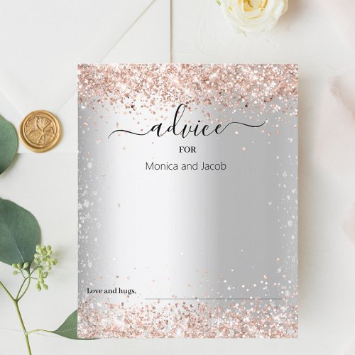 Silver rose gold wedding advice card