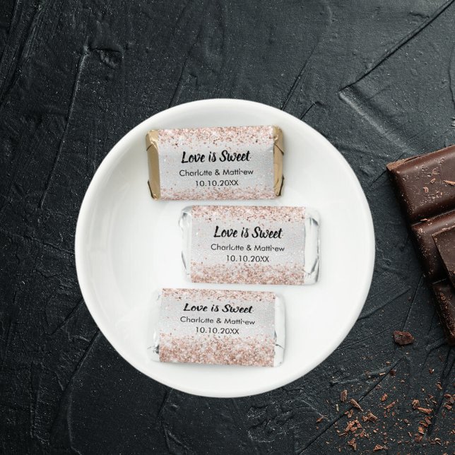Silver rose gold wedding favor Love is Sweet (Creator Uploaded)