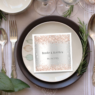 Silver rose gold wedding napkins