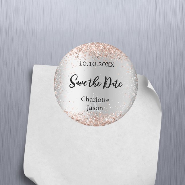 Silver rose gold wedding Save the Date Magnet (Creator Uploaded)