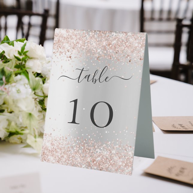 Silver rose gold wedding table number tent (Creator Uploaded)