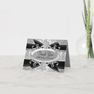 Silver Rose & Jewel 25th Anniversary Thank You Card