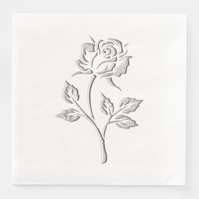 Silver Rose Paper Dinner Napkins (Front)